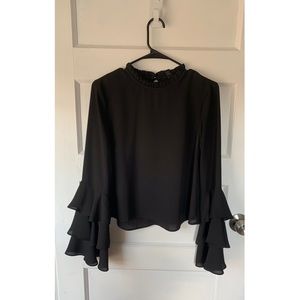 Black Ruffle Bell Sleeve top